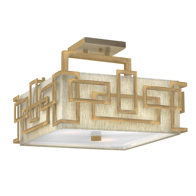 Parrott Linen Semi Flush Mount, Brushed Bronze