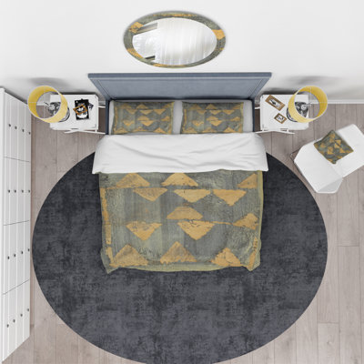 Glam Metallic Form I - Ensemble de housse de couette moderne et transitionnel - Microfibre de polyester