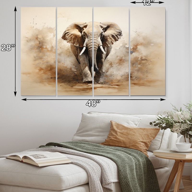 Minimalisme éléphant Grace I - ensemble de décoration murale animaux en métal