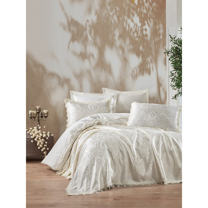 Ensemble de housse de couette 100% coton 5 pièces Miral, Crème