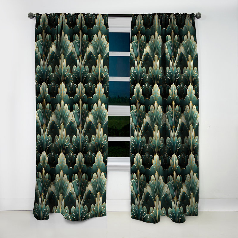 Damask Green Art Decor Pattern I - Damask Curtain - Blackout Damask Curtain - 1 Panels, 52" W x 90" L