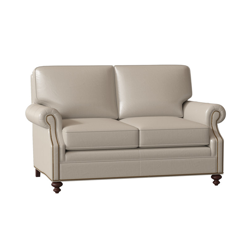 West Haven 59'' Leather Loveseat, Outsider Raven Genuine Leather, Mahogany, #9 French Natural