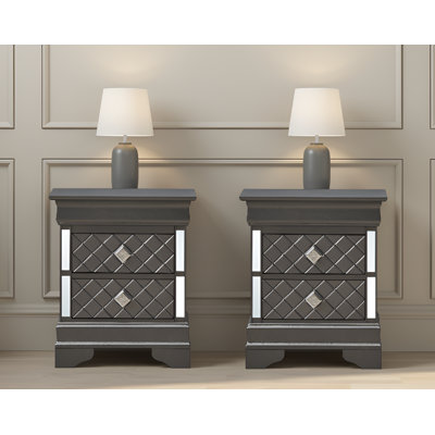 Poznan Metalic Black Nightstand Set Of 2