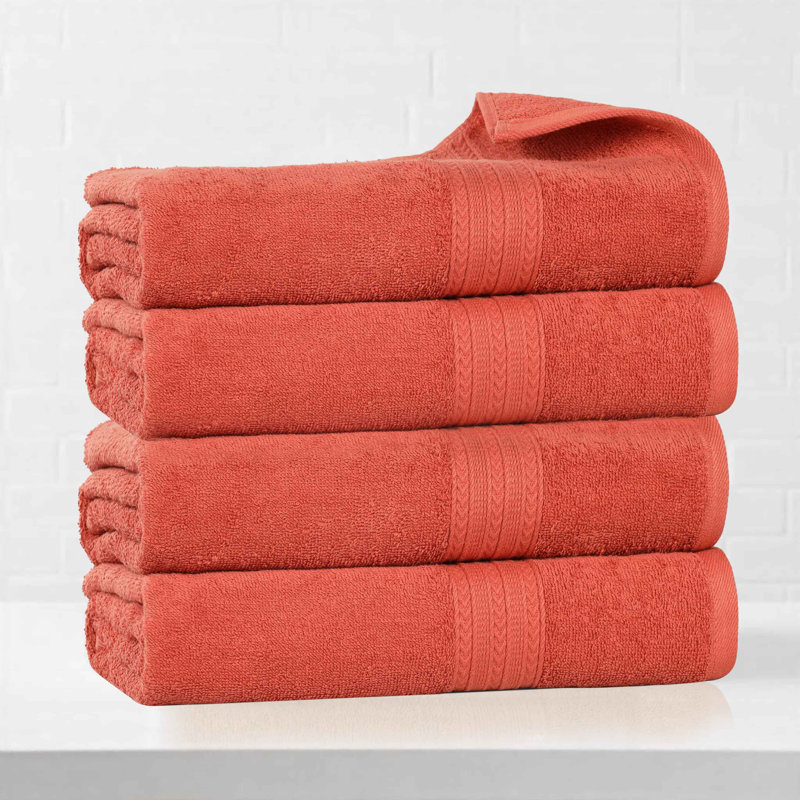 Hannu Eco-Friendly 100% Ringspun Sustainable Cotton Bath Towel Set, Coral