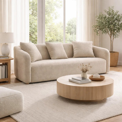 Keina Sofa, 3 Accent Pillows, Modern Soft Chenille, 79 Inch