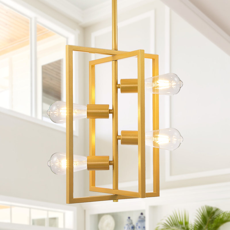 Hukam 4 - Light Iron Dimmable Square / Rectangle Chandelier, Gold