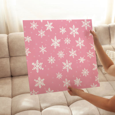 Landscape and Nature Snowflakes in Pink Modern Unframed Art Print