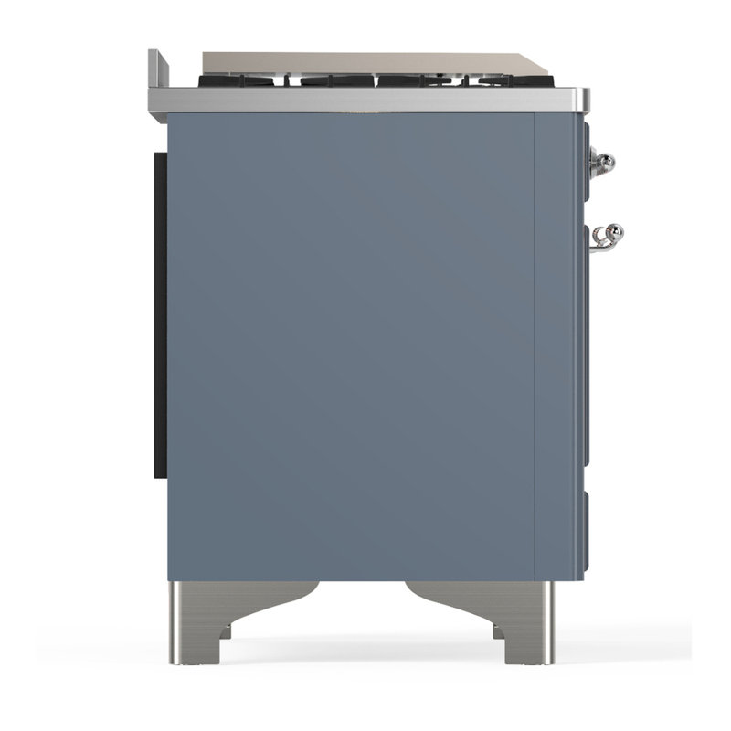 Majestic III Series 60 Inch Dual Fuel Range with 7 Sealed Burners, Griddle, in Blue Grey (Liquid Propane, Burnished Trim)