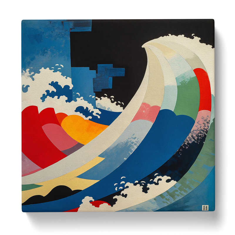 Japanese Wave Suprematism No.2 - Wrapped Canvas, 35cm H x 35cm W x 3cm D