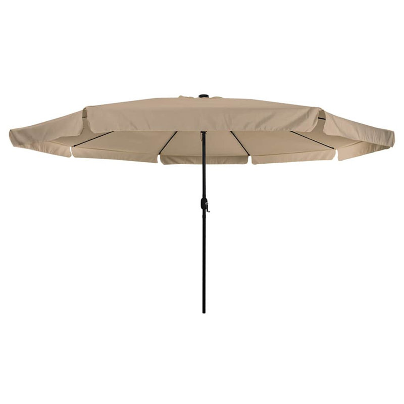Garden Parasol with LED Strip Lights Polyester Outdoor Shade Summer, Taupe