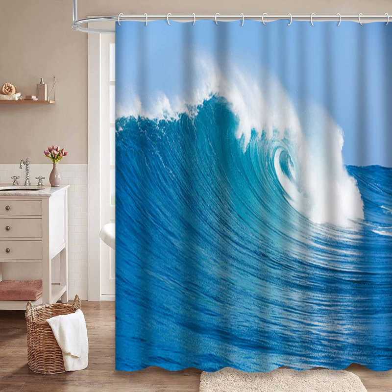 Blue Ocean Wave, surf de mer, plage, paysage, surfeur d'eau d'Hawaï, éclaboussure avec 12 crochets, L 72 po x l 72 po