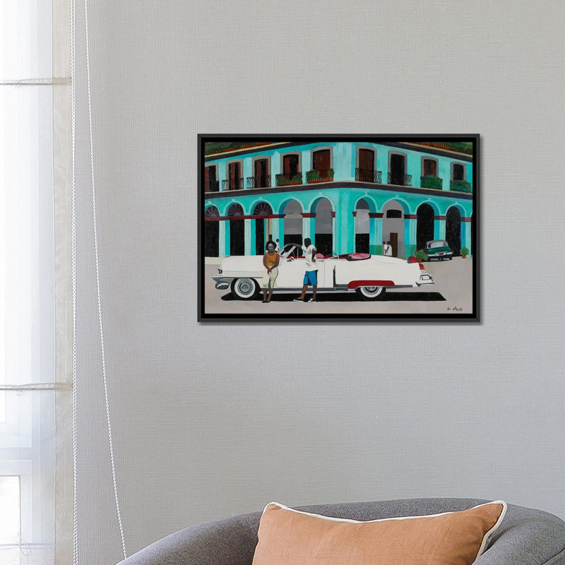 Turquoise Havana, Cuba - reproduction d'art murale - toile encadrée, H 18 po x l 26 po, Noir