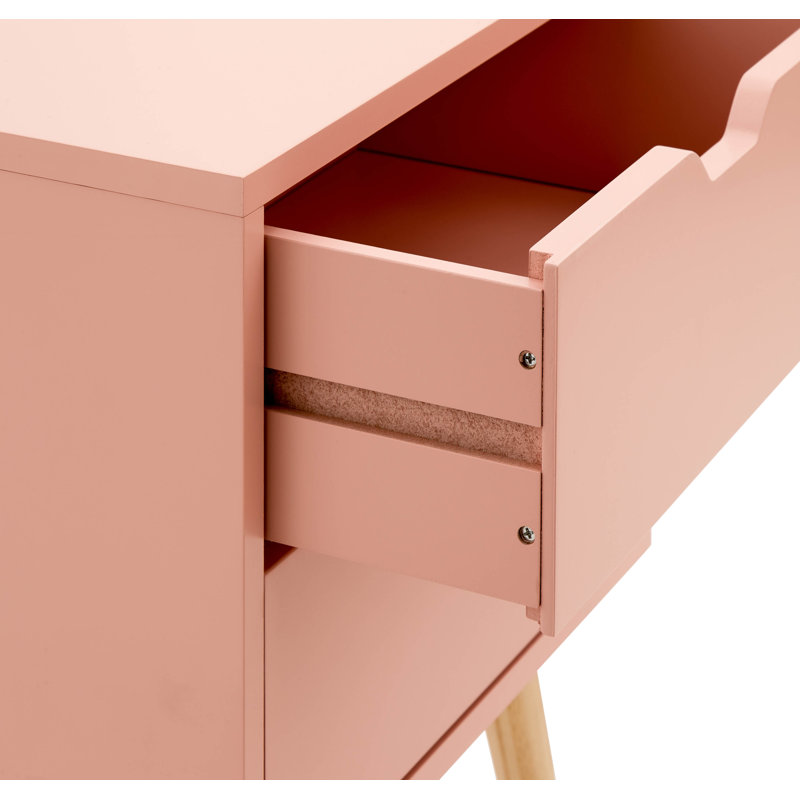 Lalani 40cm W Bedside Table, Coral Pink
