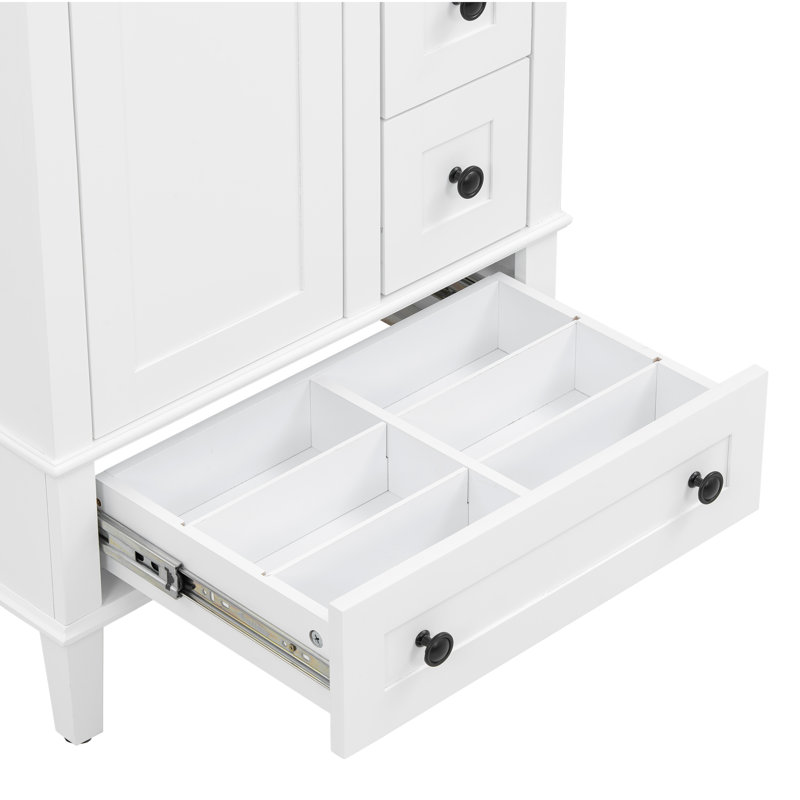Meuble-lavabo simple 24 po avec comptoir en céramique 24 po, Blanc