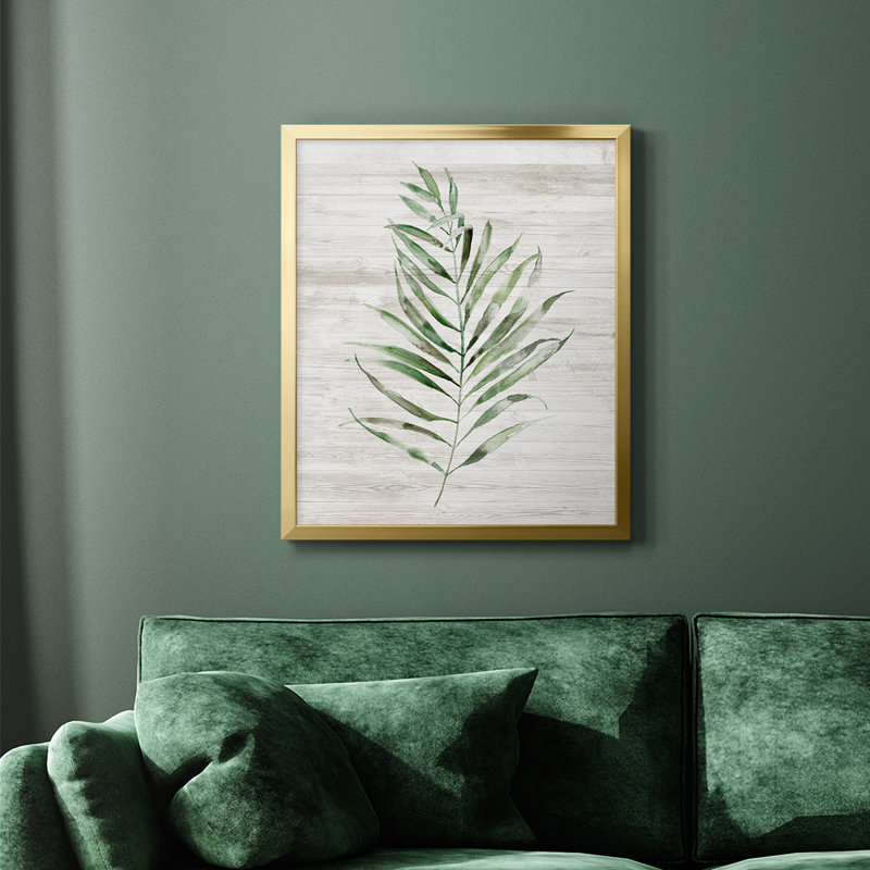 Toile encadrée de qualité supérieure Tropic Frond II - prête à être accrochée, Or, H 24 po x l 20 po