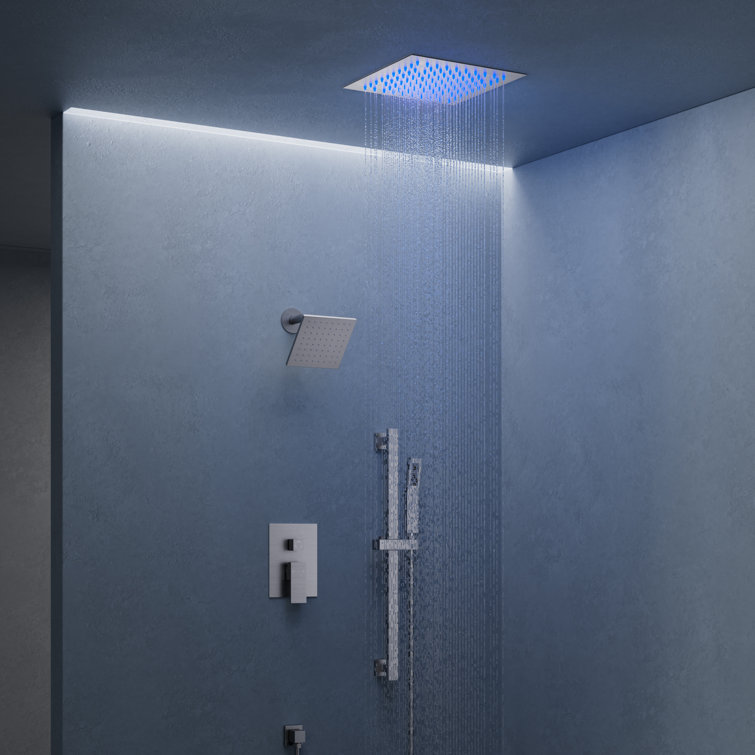 LED Shower Faucet System,12" & 6" Dual Shower Head with Rough-In Valve