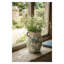 Vase floral en céramique à deux poignées avec finition craquelée, H 9,6 po, bleu / crème / vert