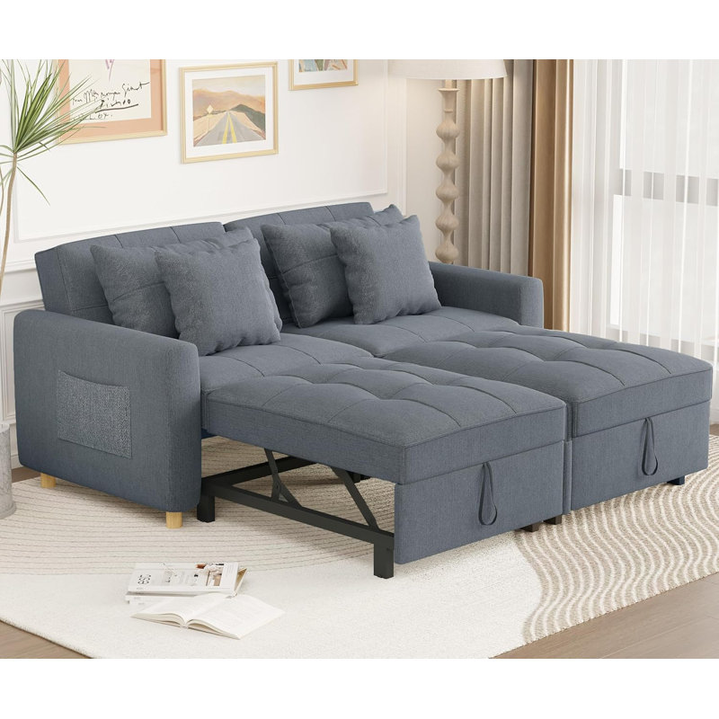 2 Seater Sofa Bed, Dark Grey, 88" H x 167" W x 187" D