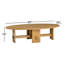 Table basse simple de forme ronde avec finition en travertin et base piédestal de style contemporain
