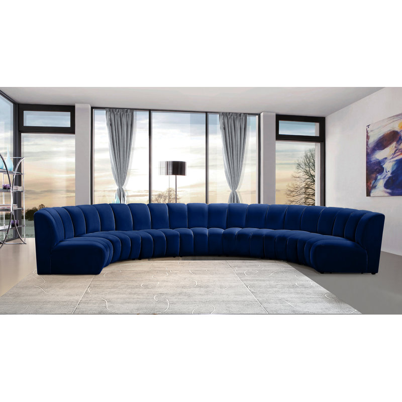 Canapé modulaire en velours Infinity, 7 pièces, Velours bleu marine