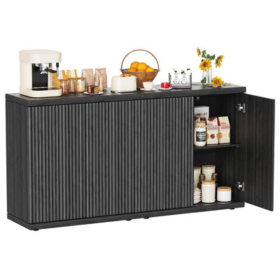 61.8'' W Sideboard Buffet Cabinet With Fluted Doors And Adjustable Shelves (Set of 2)
