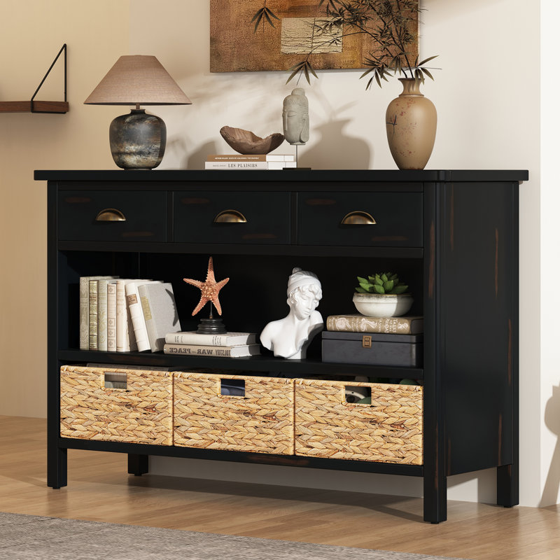 Console rétro avec 3 tiroirs de rangement, Espresso
