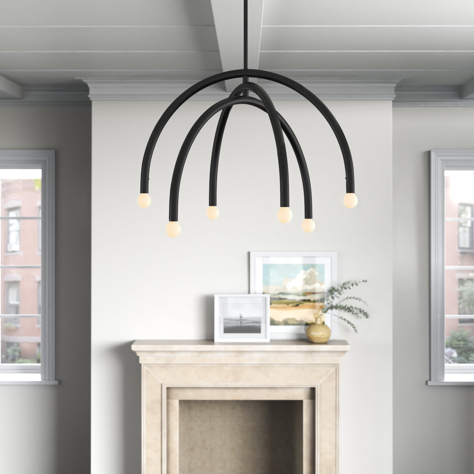 Yula 6 - Light Dimmable Chandelier, Matte Black