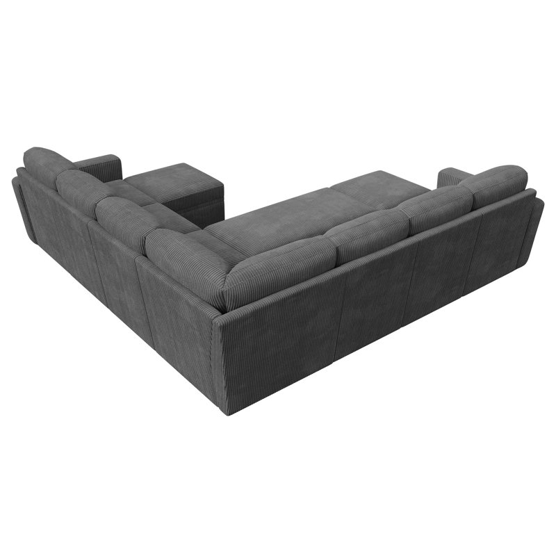 Caren Upholstered Sleeper Sectional Modular Sofa Bed With Ottoman, Gray Corduroy