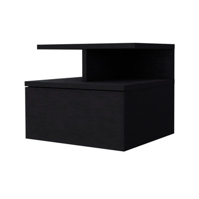 Black Nightstand With 1 Drawer And 2 Shelf For Bedroom Detail In Well-designed