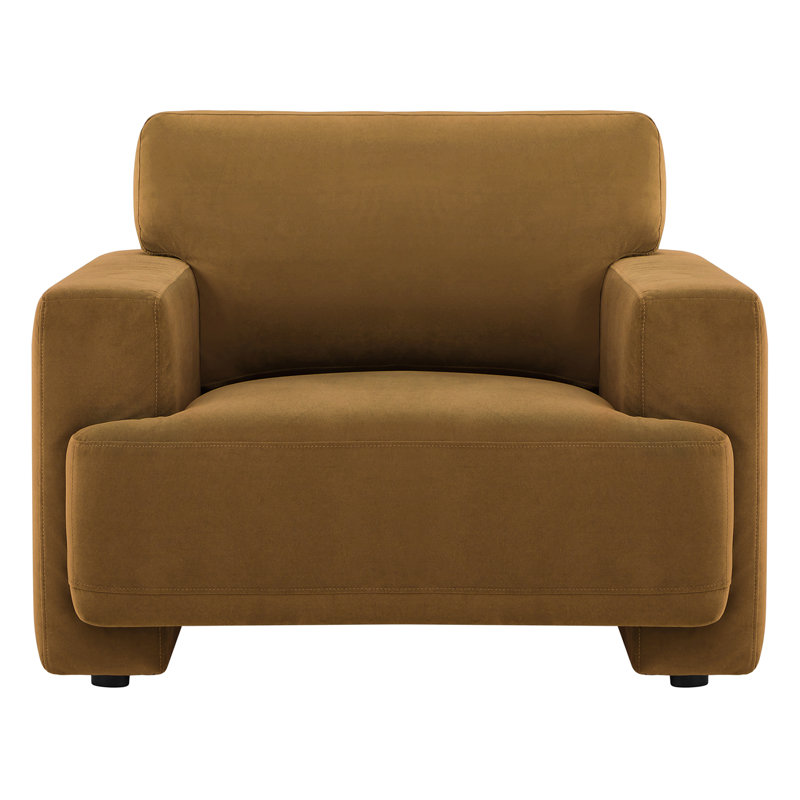Fauteuil surdimensionné rembourré 42 po Ives, Velours performance ocre Soren