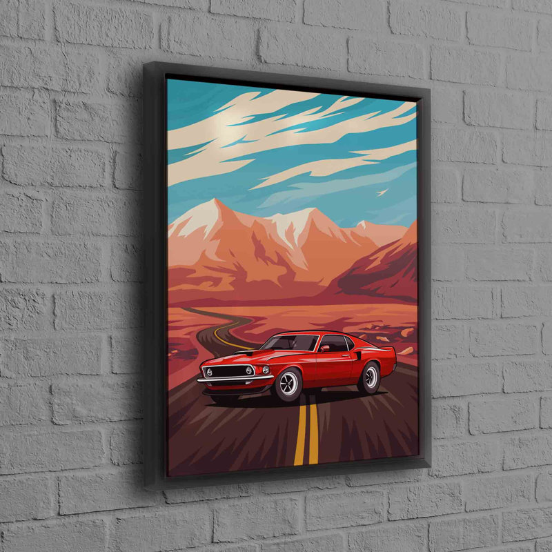 Red American Muscle Car Artwork Printed on High-Quality Cotton Canvas Ideal for Contemporary Home and Office Decor