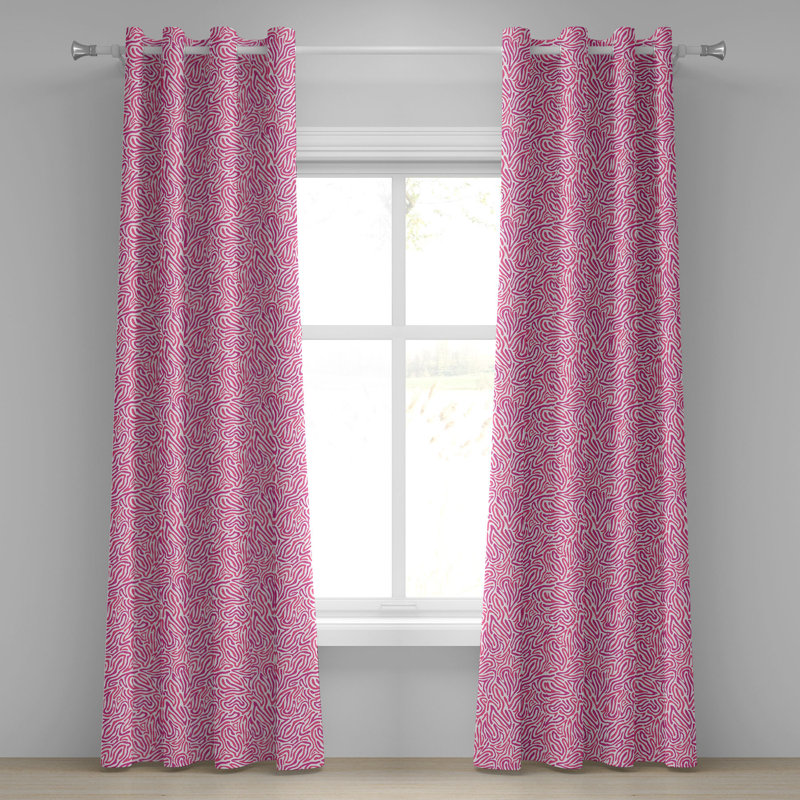 Rideau de fenêtre décoratif à 2 panneaux à motif zébré rose Latitude Run®, 50 po x 72 po, rose fuchsia, L 50 po x L 108 po