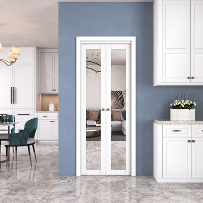 Portes françaises pivotantes en miroir 1-Lite ou portes pliantes avec trousse de quincaillerie