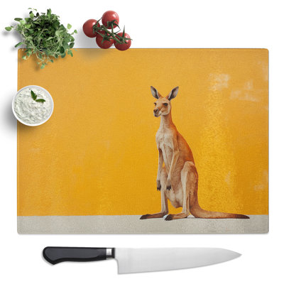 Kangaroo Minimalism No.2  Glass Chopping Board