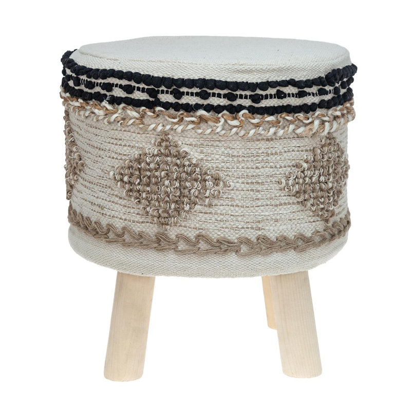 Repose-pieds rond 18 po beige et brun