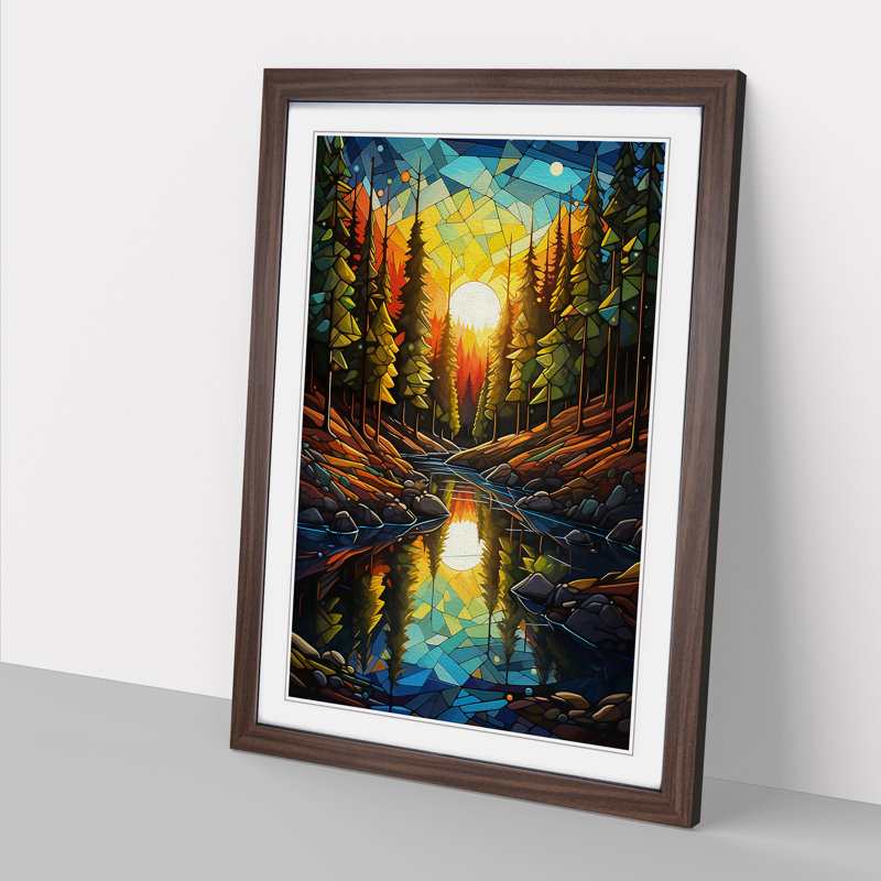Single Picture Frame Print on Wood, 46cm H x 34cm W, Walnut Framed