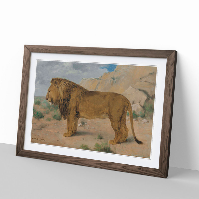 Study of a Lion by Rosa Bonheur - Framed Print, Walnut Framed, 48cm H x 65cm W x 2cm D