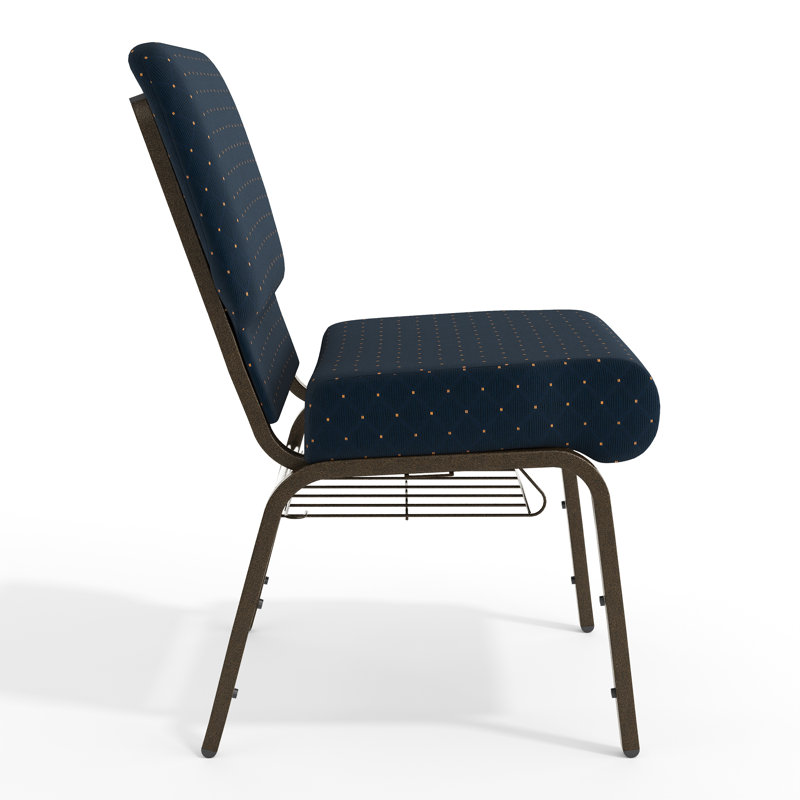 Chaise d'église l 21,25 po Mikolaj, Veine d'or, Motif à pois bleu marine