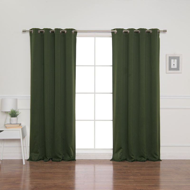 Flame Retardant Thermal Insulated Blackout Curtain, Moss, 52" W x 96" L