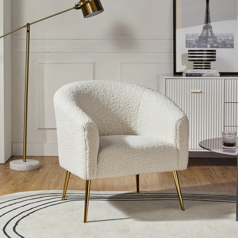 Fauteuil demi-tonneau Dawson, 100 % polyester ivoire