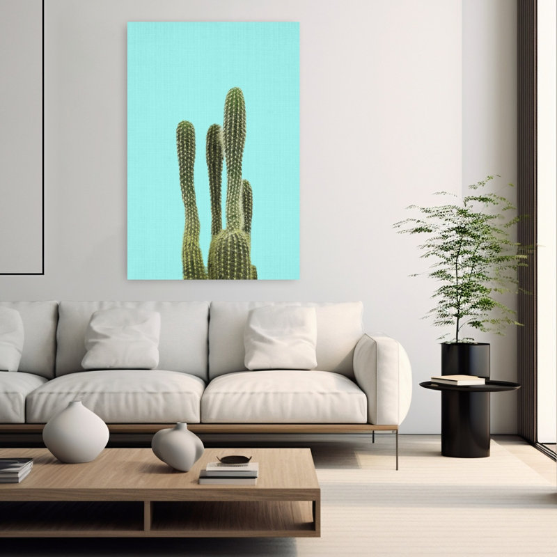 Art contemporain contemporain abstrait cactus plante paysage nature, H 60 po x l 40 po