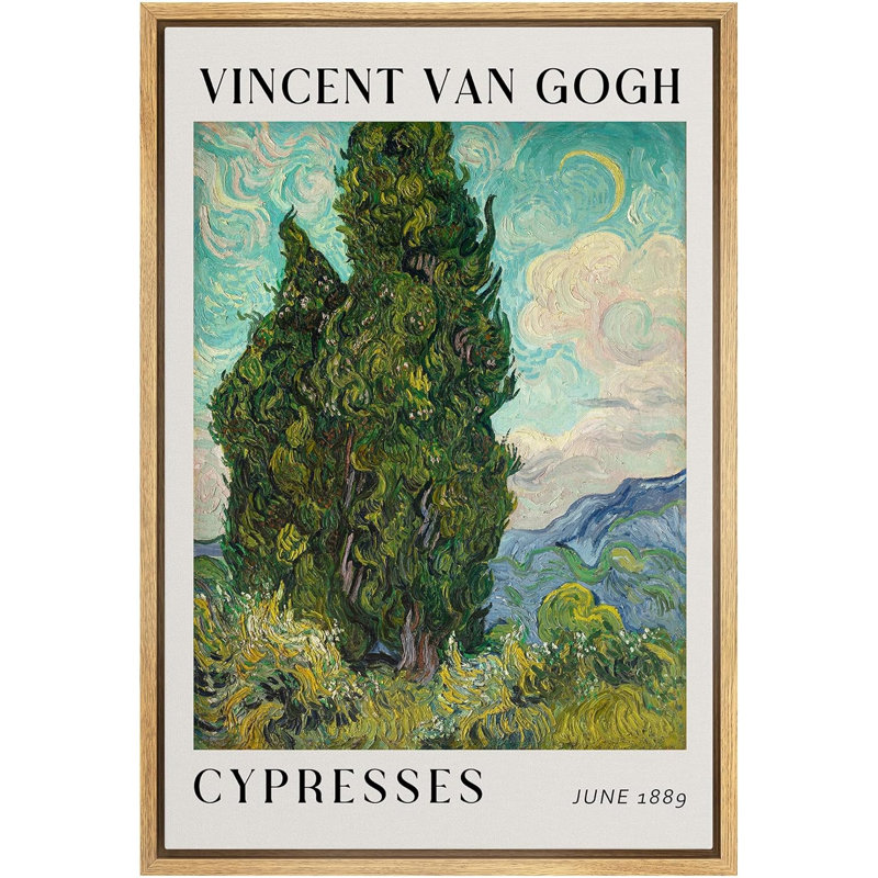 «Cypress Tree Landscape» par Vincent Van Gogh, reproduction sur toile flottante, Naturel, H 36 po x l 24 po x P 1,5 po