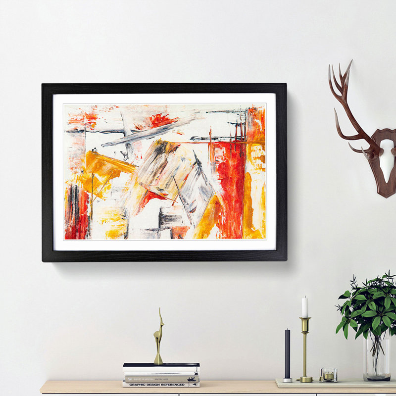 Abstract Art Painting Vol.461 by S.Johnson - Picture Frame Painting Print, 62cm H x 87cm W x 2cm D, Black Framed
