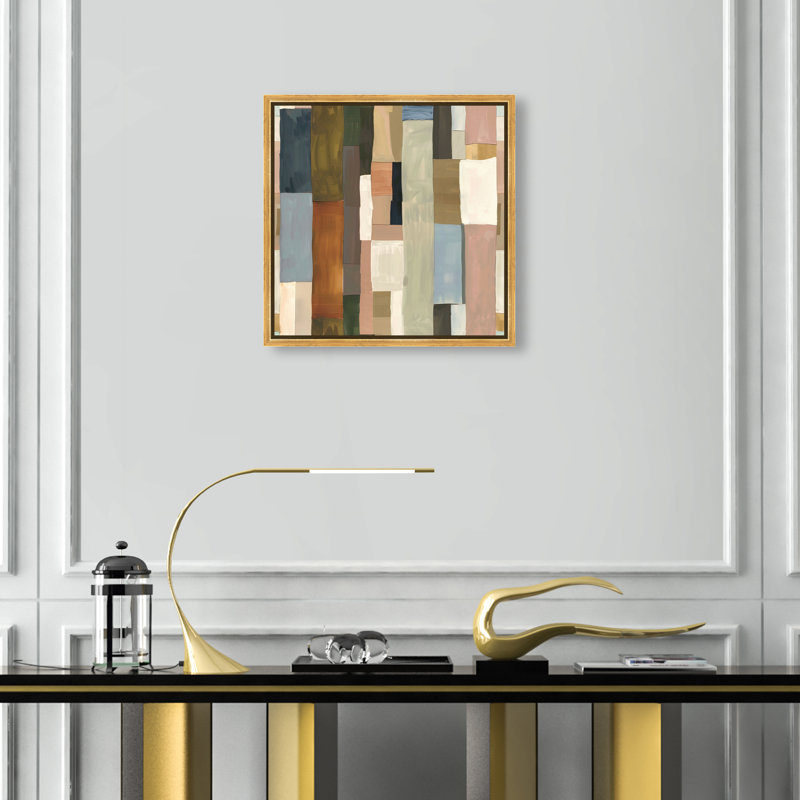 Beige Blocks II Canvas Abstract Print by Oliver Gal, Black Frame, 12 x 12, 17"H x 17"W, Gold Frame