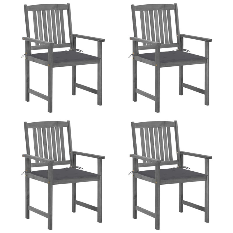Chaise de patio en acacia avec coussin, Anthracite, gris