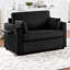 Lit simple convertible de 47,2 po avec lit pliable, mini table sur le bras pour les livres, deux ports, lunettes de lecture avec poches de rangement latérales, coussins lombaires de soutien, salon en velours côtelé doux, noir-1573020294