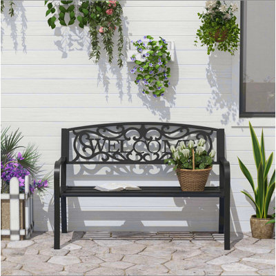 Banc de bienvenue en métal pour l'extérieur Outsunny