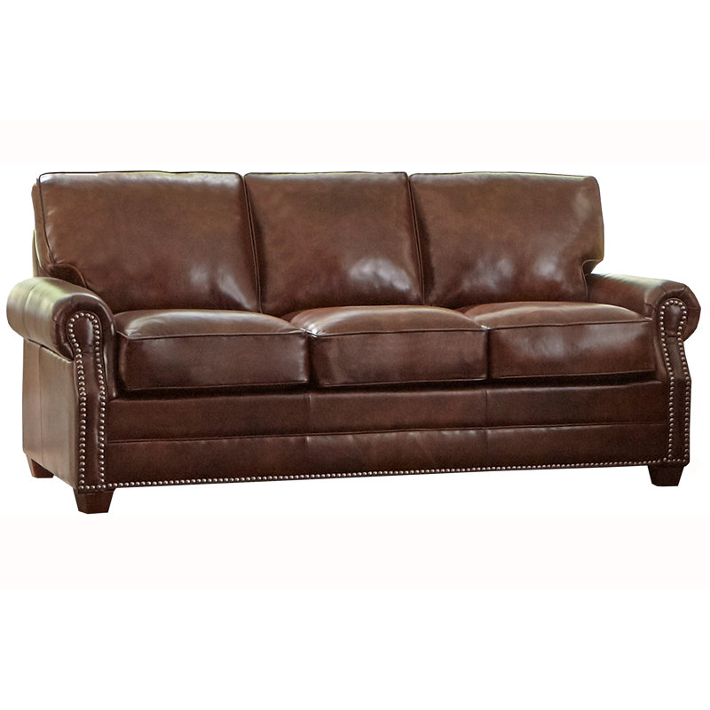 Revo Upholstered 81'' Sofa, Chestnut Brown Genuine Leather