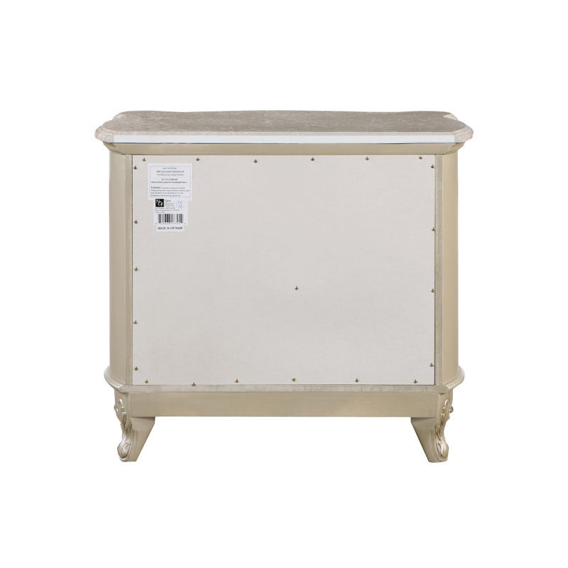 Monique Transitional Gold and White 2-Drawer Nightstand