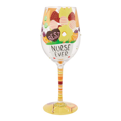 Enesco Lolita Best Nurse Ever Hand-Painted Artisan Wine Glass 15 oz.